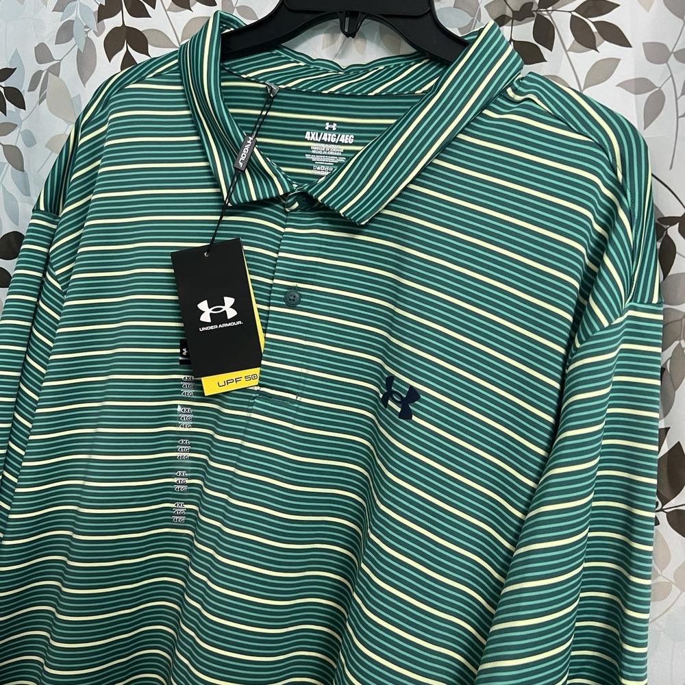 NEW Under Armour Striped loose fit polo, men's 4XL UPF 50+